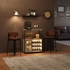 Farmhouse Wine Bar Cabinet With Lights Detachable Wine Rack and Storage Cabinet Kitchen Buffet Cabinet With Glass Holder and Door Buffet Sideboard - 3 of 4