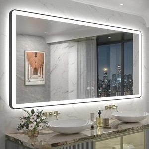 Apmir Super Bright Independent Controlled Front & Back LED Lighted Anti-Fog Aluminum Alloy Framed Tempered Glass Bathroom Mirror with  3-Year Warranty - 1 of 4