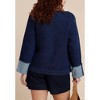 ELOQUII Cuffed Sleeve Denim Top - 3 of 4