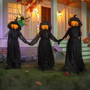 Evergreen Evergreen 52"H Lighted Halloween Witch Stakes, Set of 3 for Garden Lawn or Patio - 1 of 4