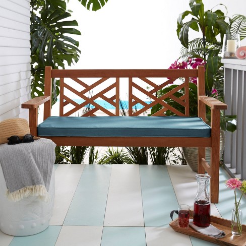 Sunbrella 60x18x2 Indoor/Outdoor Corded Bench Cushion Denim Blue