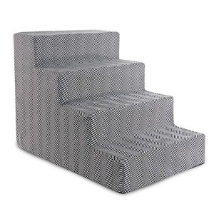 Precious Tails Herringbone High Density Foam 4-Step Pet Stairs - Black - 1 of 4