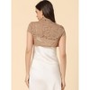 INSPIRE CHIC Women's Lace Stand Collar Pearl Button Short Sleeve Cropped Shrug - 4 of 4