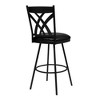 26" Dover Faux Leather Metal Counter Height Barstool Black - Armen Living: Swivel, Footrest, Square Seat - 2 of 4