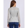 Allegra K Women's Lace Square Neck Long Sleeve Stertch Elegant Casual Peplum Blouse - 3 of 4