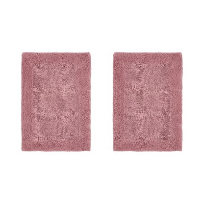 Edge Bath Rug 100% Premium Cotton Ultra-soft Water Absorbent Tufted Solid Reversible 2 Piece Bathroom Rug Set For Machine Washable Bathmat