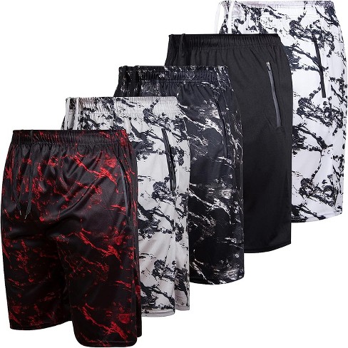 Ultra Performance Mens Athletic Running Shorts, Basketball Gym Workout  Shorts with Zippered Pockets | Printed Marble Dry Fit Shorts X-Large 5 Pack