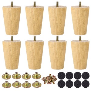 Unique Bargains Round Solid Wood Sofa Armchair Recliner Coffee Table Modern Replacement Furniture Legs Set of 8 - 1 of 4