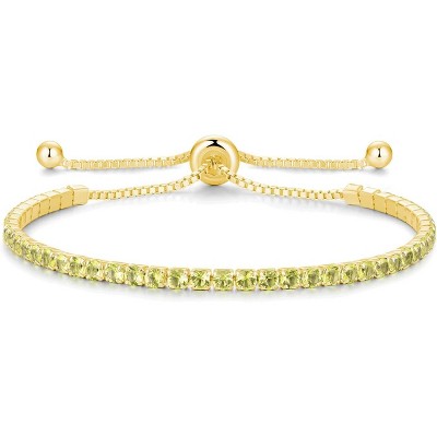 Sterling Silver Birthstone Tennis Bracelet, 2.5mm Adjustable 9 Inch Bolo Bracelet, Birthday Gift for Women Mom Wife