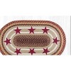 Earth Rugs Burgundy Stars Oval Rug – 27"x45" Hand-Braided Jute Mat with Primitive Patch Accents in Country Burgundy - 2 of 3
