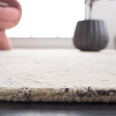 Ivory and Red Floral Hand-Tufted Wool Area Rug