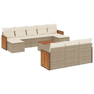 vidaXL Garden Sofa Set Beige PE Rattan Large Modular Garden Sofa Set - 1 of 4