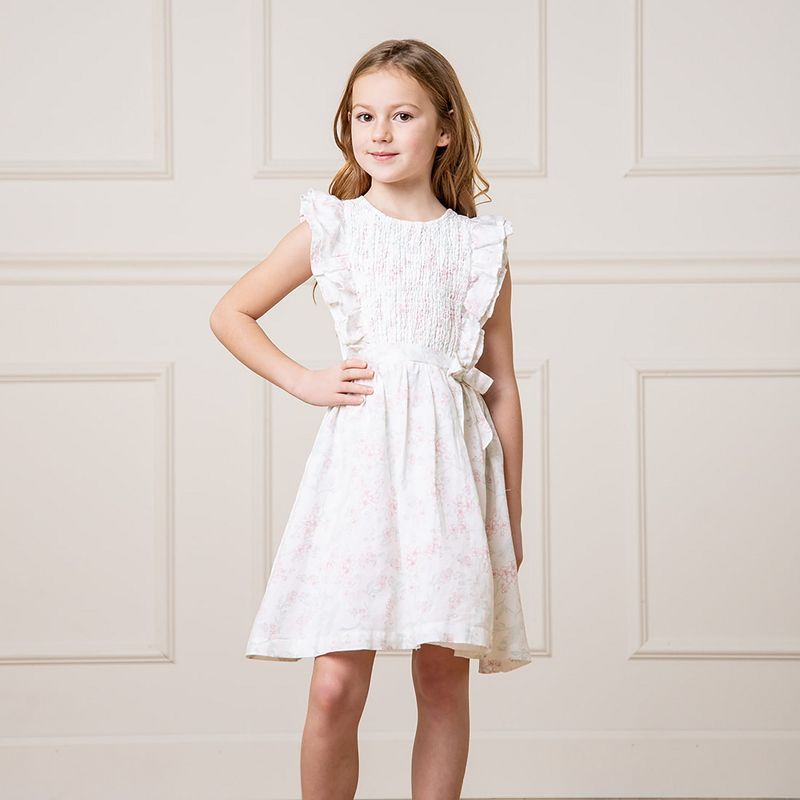Hope & Henry Girls' Flutter Sleeve Smocked Flower Girl Dress, Toddler, 2 of 9