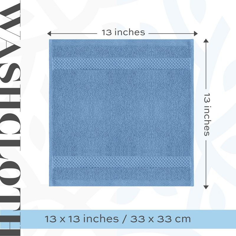 White Classic Luxury 100% Cotton Washcloths Set of 12 - 13x13", 3 of 6