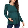 Maternity Shirts Women's Puff Long Sleeve Crew Neck Pleated Layering Flowy Ruffled Tops Summer Spring Casual Pregnancy Tops - 2 of 4