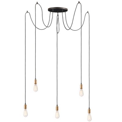 Maxim Lighting Early Electric 5 - Light Pendant in  Black/Antique Brass
