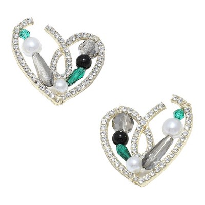 SOHI Women's Silver Heart Stud Earrings