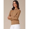 INSPIRE CHIC Women's Turtleneck Lantern Long Sleeve Buttons Decor Trendy Fall Winter Basic Sweater - 2 of 4