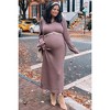 PinkBlush Taupe Side Slit Maternity Maxi Sweater Dress - 3 of 4