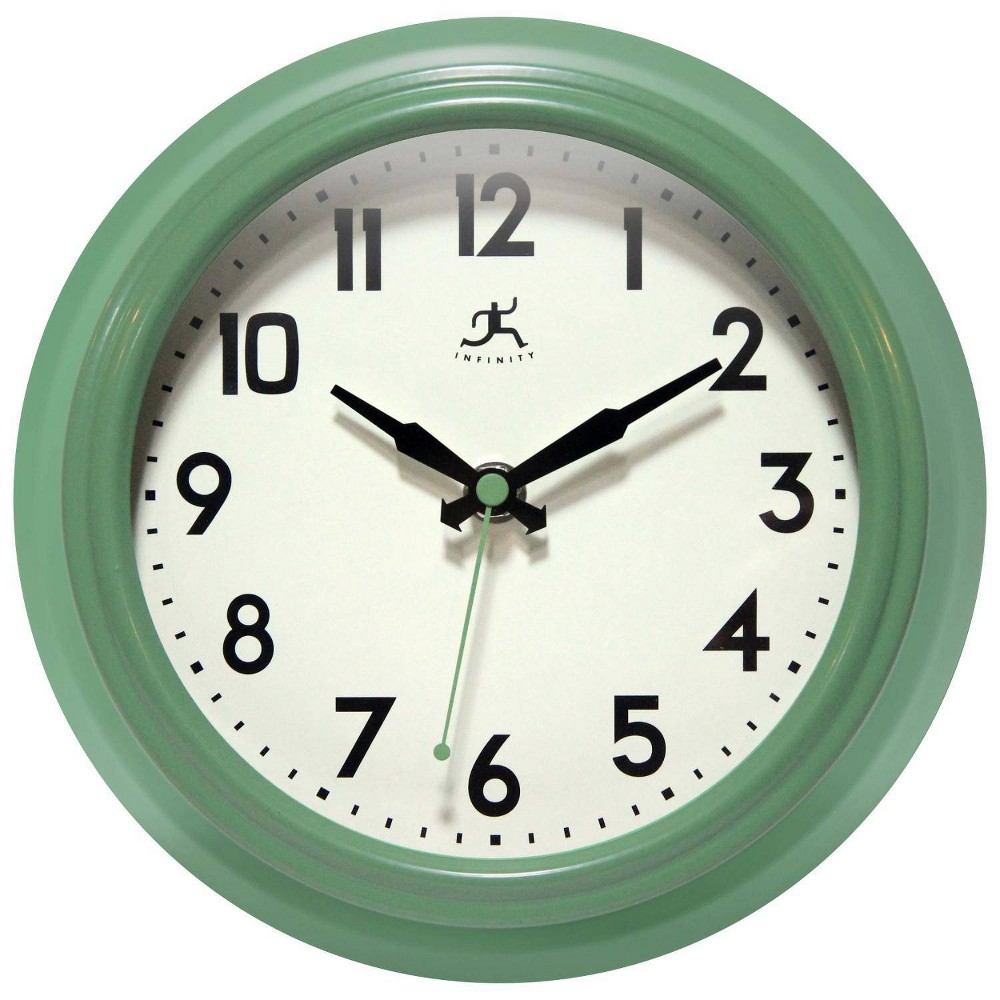 Photos - Wall Clock 8.5" Retro Diner  Green - Infinity Instruments: Aluminum, Indoor