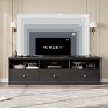 Homhougo TV Stand for 75 Inch TV, Mid-Century Modern Entertainment Center with Storage Drawer, 70" TV Console with Open Shelves, Black - 4 of 4