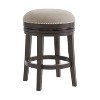 Set of 2 Clara Swivel Counter Height Barstools Dark Brown - Alaterre Furniture: Backless, Nailhead Trim, 360-Degree - 3 of 4