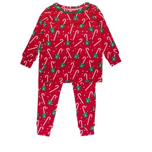 RuffleButts SoftSnooze Toddler Girls Holiday Ruffle Long Sleeve Pajama Set - 1 of 2