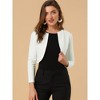 INSPIRE CHIC Women's Solid Open Front Curved Hem Stretchy Fabric Crop Bolero Shrug - 3 of 4