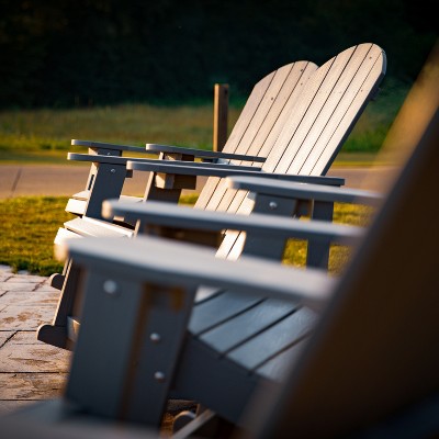 Savannah Light Gray Poly Resin Rocking Adirondack Chair