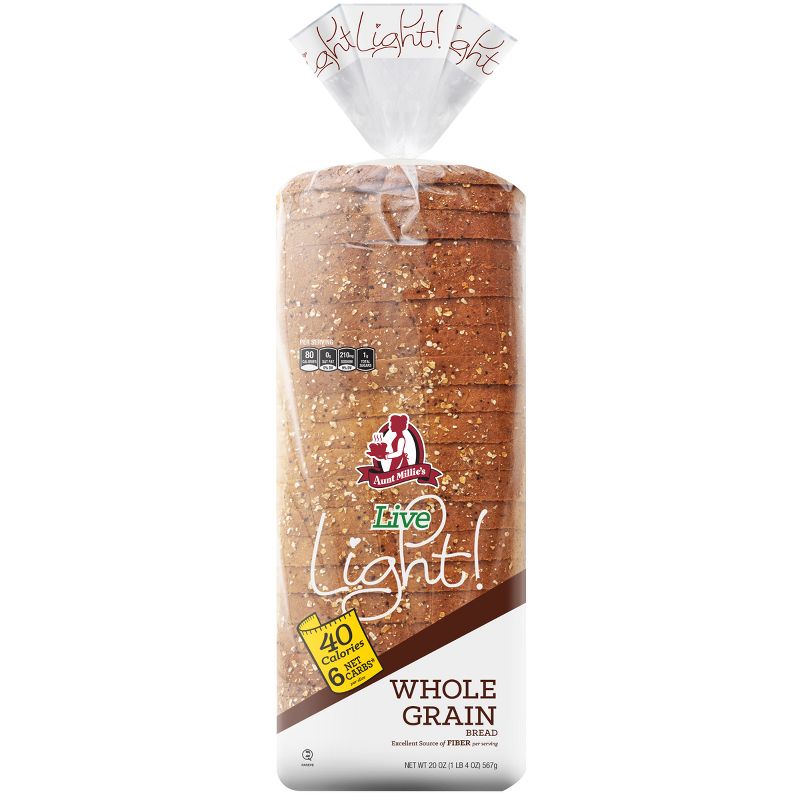 Aunt Millie&#39;s Lite Whole Grain Vegan Bread - 20oz, 1 of 8