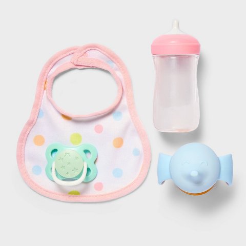Детские куклы Gigglescape Baby Doll Magic Sippy Cup & Bottle Play Set - Gigglescape™: Includes Bib, Pacifier, Plastic Doll Accessories