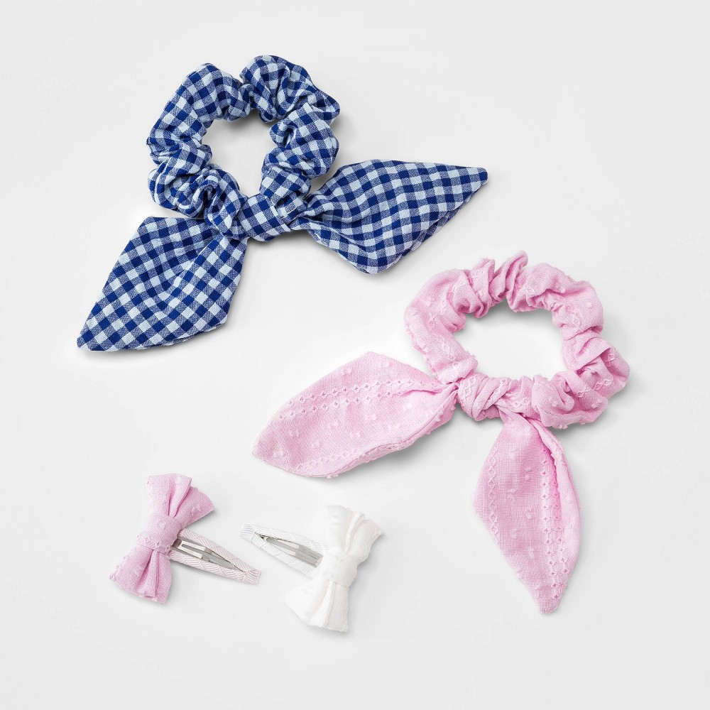 Kids' 4pk Hair Clip and Twister Set - Cat & Jack Pink/Blue