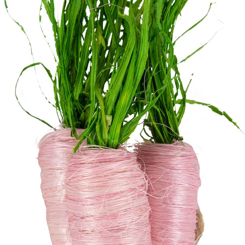 Northlight Straw Carrot Easter Decorations - 9"- Pink and Green - Set of 3, 5 of 7