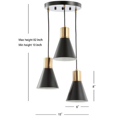 Apollo 15" Black and Brass Gold Metal Cluster LED Pendant Light