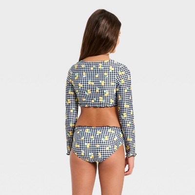 Cat & Jack Girls' Gingham Lemons Bikini Set - Cat & Jack™ Black/White M — фото 2