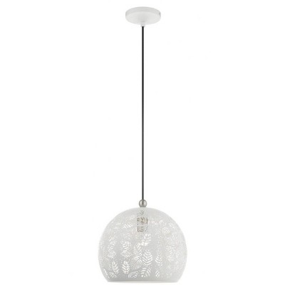 Livex Lighting Chantily 1 - Light Pendant in  White/Brushed Nickel