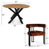5-Piece Dining Set for 4 Round Dining Table with Velvet Upholstered Chairs and Crossed Metal Legs For Dining Room, Living Room, Farmhouse-Tanpinhause - 4 of 4