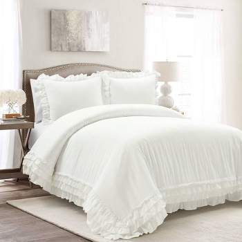 Lush Décor 3pc Ella Ruffle Comforter Bedding Set White