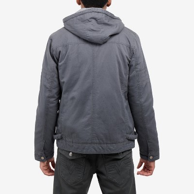 X RAY Men's Faux Shearling Lined Hooded Cargo Jacket in Grey Size XL — фото 2