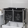 Laundry Basket 2 Tier Clothes Sorter with 4 Removable Bags to Organize Clothes, With Four Wheels, Easy to Move, Laundry, Light, Dark - 3 of 4