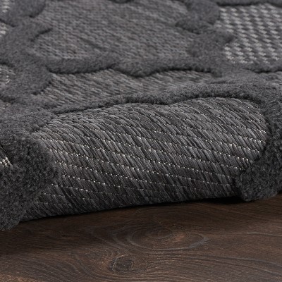 Charcoal Black Moroccan Trellis 7' x 10' Flatweave Area Rug