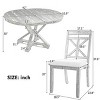 Vintage Extendable Round Dining Set, Solid Wood Table and 4 Upholstered Chairs, 42"-54" Adjustable for Kitchen Dining Room-3irtyhousy - 4 of 4