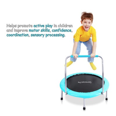 36-Inch Blue Springless Kids' Trampoline with Handlebar