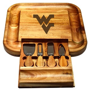 NCAA West Virginia Mountaineers Large Acacia Charcuterie Board with Cheese Knives - 1 of 4