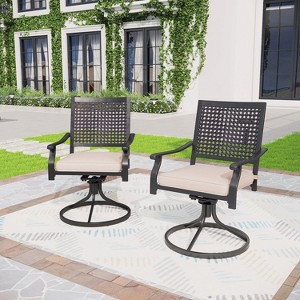 Captiva Designs 2pc Outdoor Patio Dining Chairs with Steel Frame and Ventilated Backs - 1 of 4