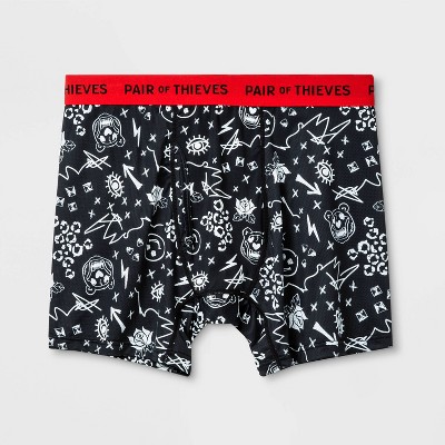 Pair Of Thieves Men's Super Fit Boxer Briefs - Black/red/shapes S : Target