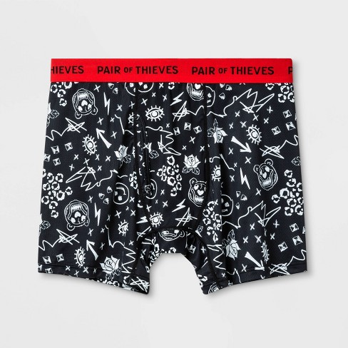Pair Of Thieves Men's Super Fit Boxer Briefs - Black/red/shapes M : Target