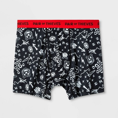 Pair of Thieves Men's Super Fit Boxer Briefs - Black/Red/Shapes M