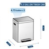 Stainless Steel Trash Can, Double Sorting Bin with Soft Close Lids, Removable Inner Bucket and Foot Pedal, for Kitchen, Office - 3 of 4