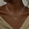 Sterling Silver Layered Necklace Set for Women: Dainty Stackable Paperclip & Rope Chains with Diamond Pendant - Gift - 2 of 4